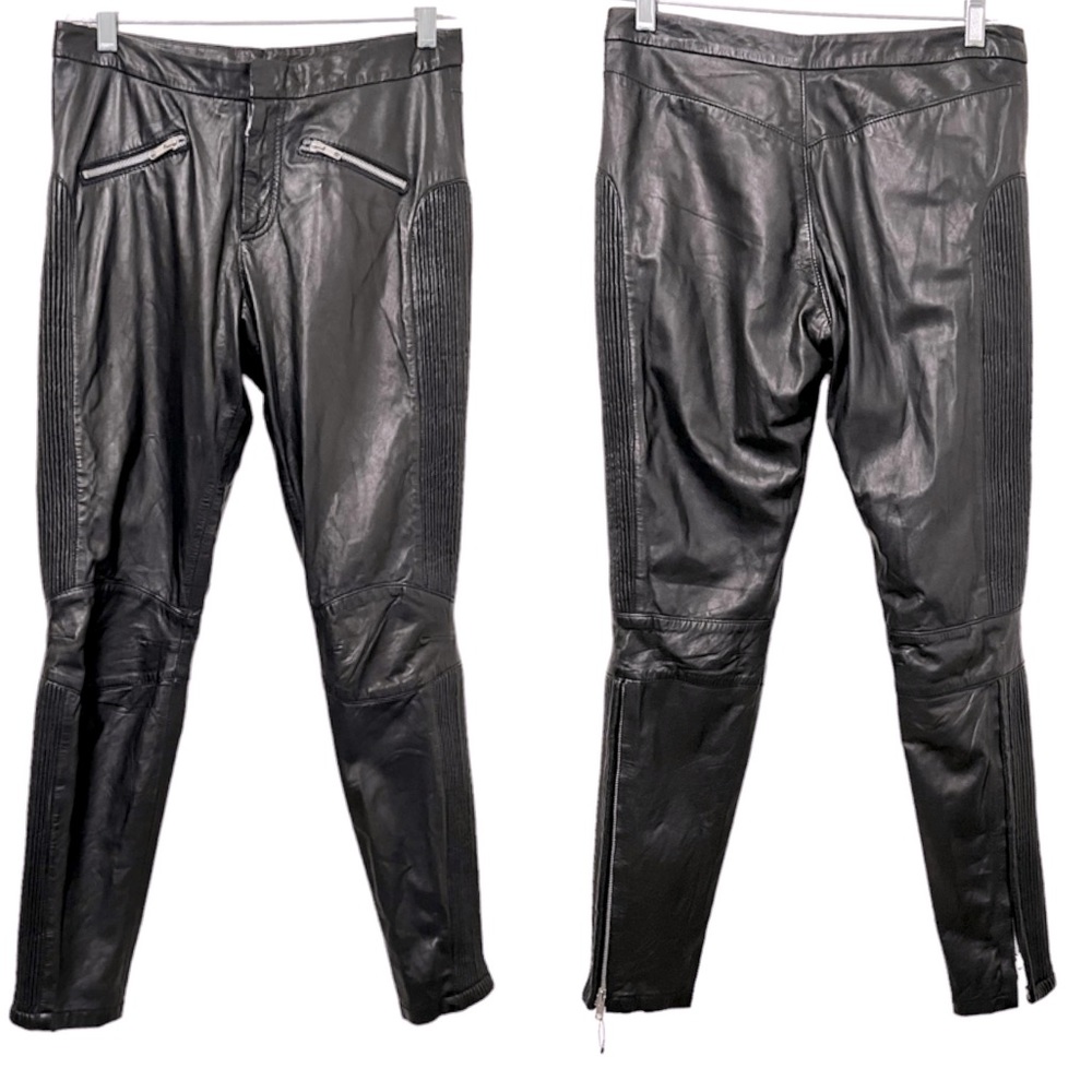 Muubaa Lamb Rica Genuine Soft Leather Pants Moto Tapered Stretchy Women’s 10